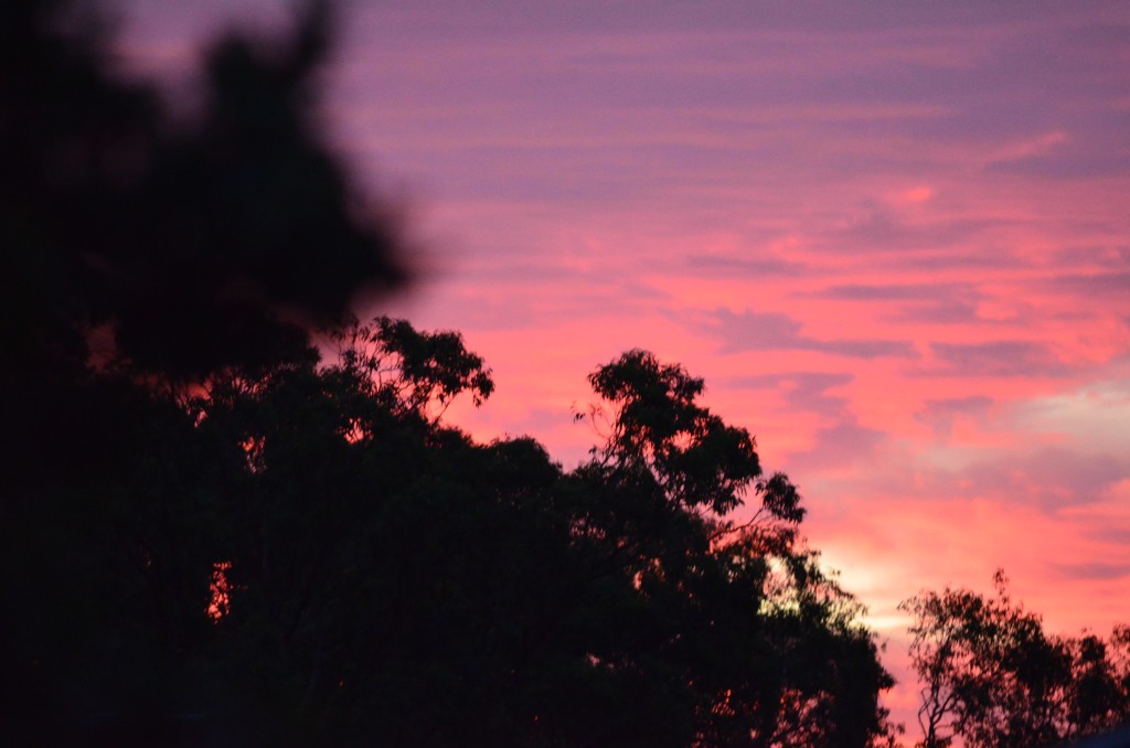 Glowing pink and lavender sunset